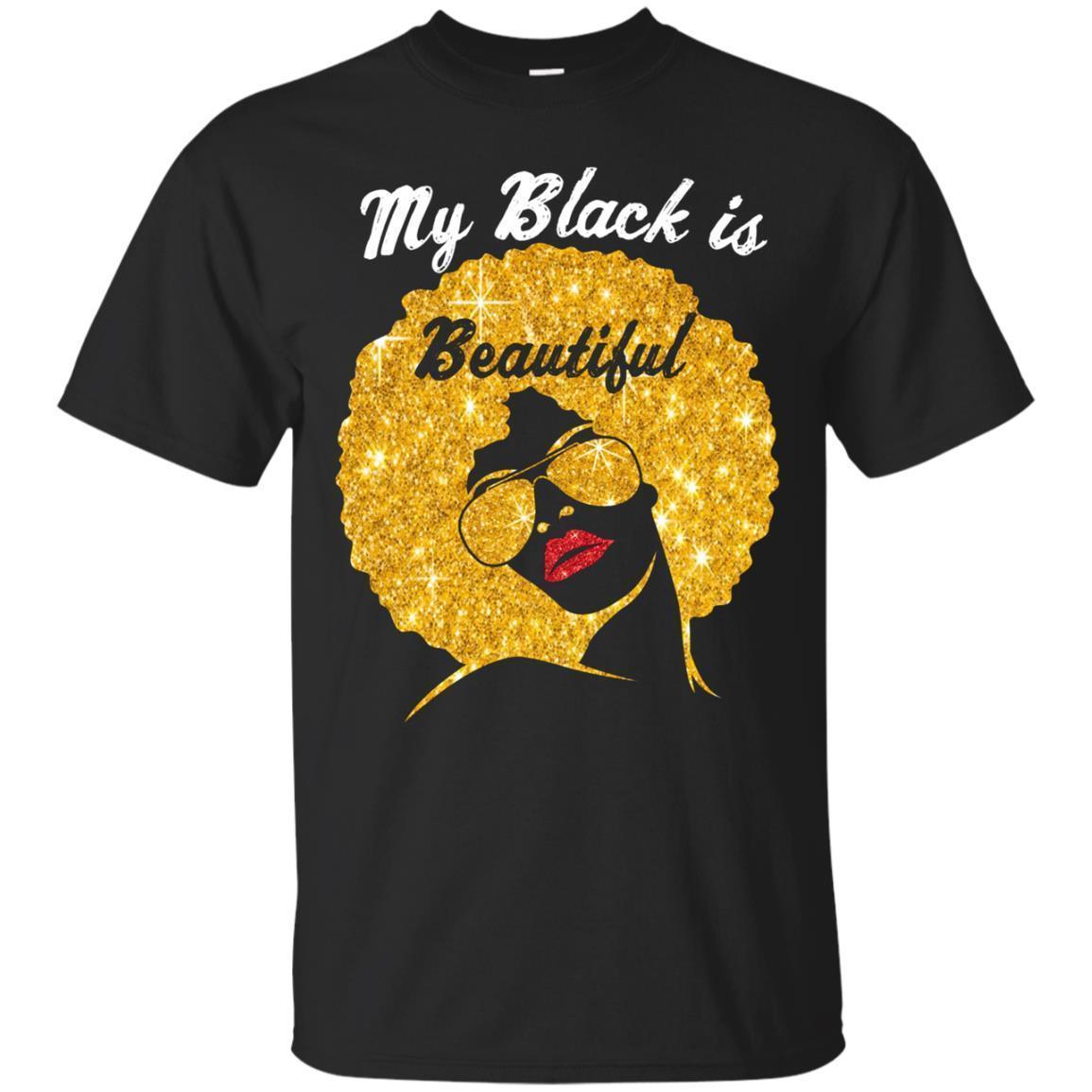 My Black Is Beautiful Afro Gold Hair Black Queen T-shirt