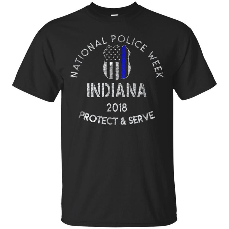 National Police Week 2018 Shirt Indiana Thin Blue Line Flag