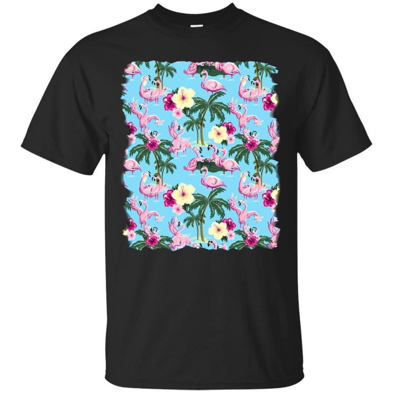 Naughty Flamingo Pattern – Booze, Drugs, Gambling, Sex Tee