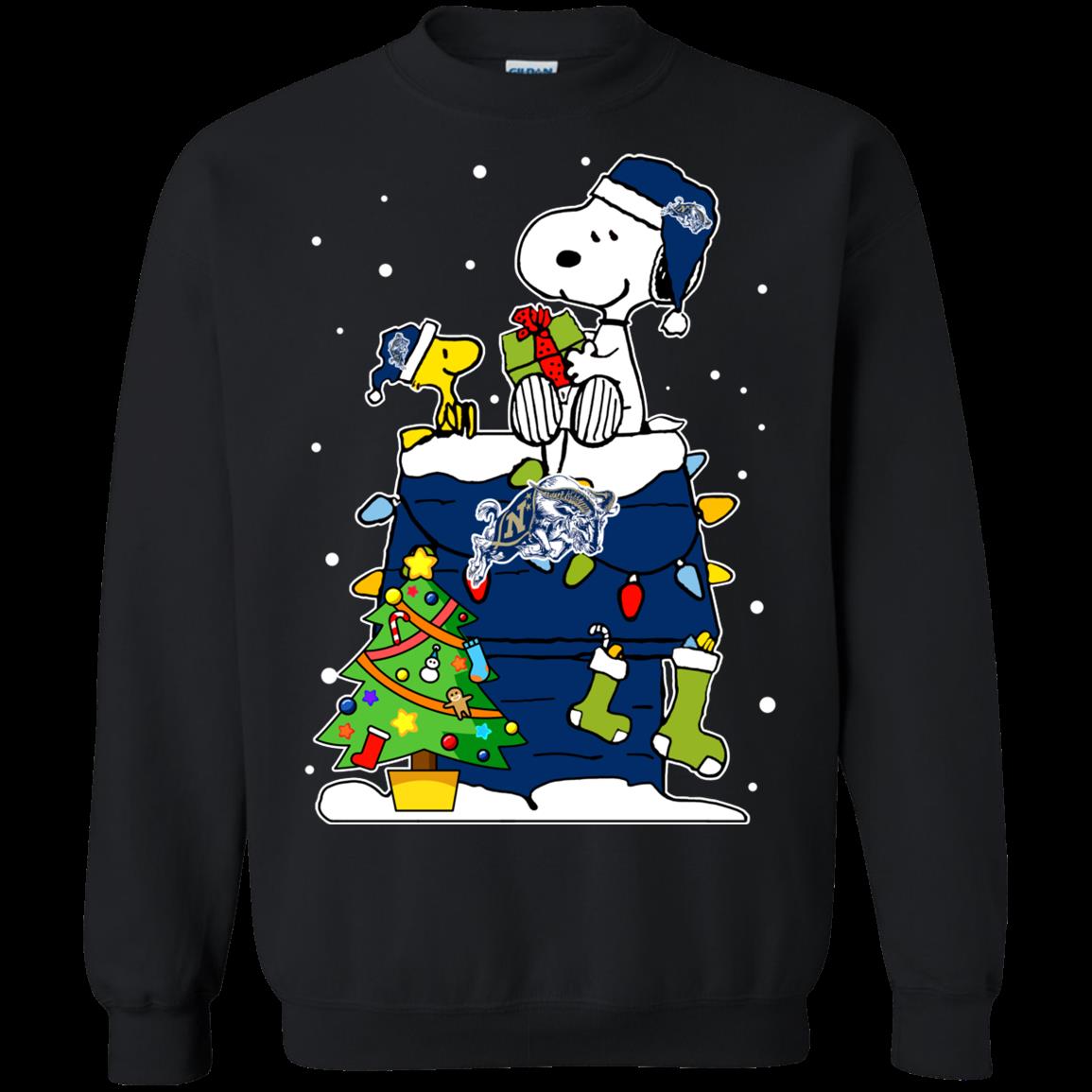Navy Midshipmen Ugly Christmas Sweaters Snoopy Woodstock Hoodies Sweatshirts
