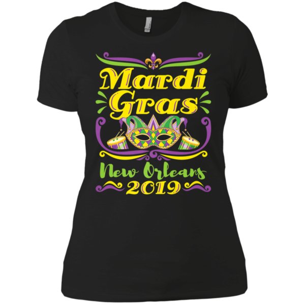 New Orleans Mardi Gras Shirt 2019 Mask Drums Ladies’ Boyfriend Shirt