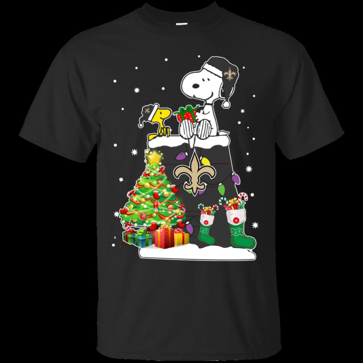 New Orleans Saints Snoopy & Woodstock Christmas Shirt Cotton Shirt