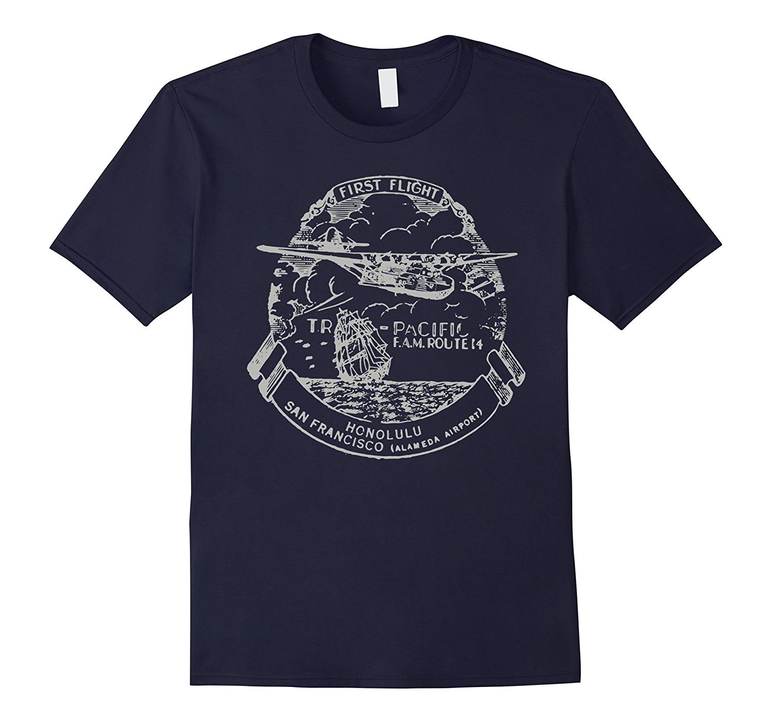 Airmail Vintage Pan Am Flying Boat Aircraft Pilot T-Shirt 1 » Cool Gifts for You - Mfamilygift Airmail Vintage Pan Am Flying Boat Aircraft Pilot T-Shirt 1