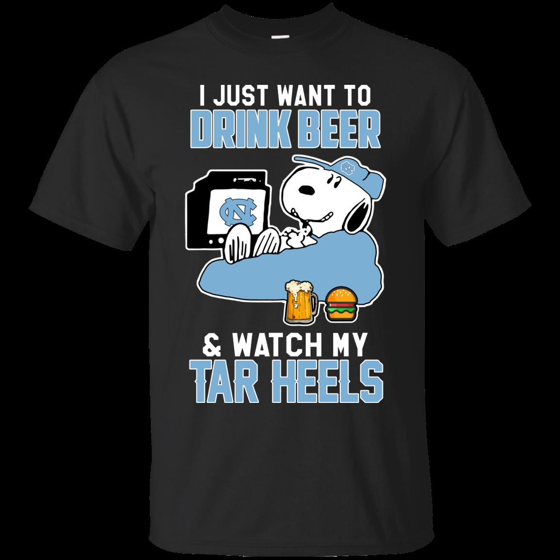 North Carolina Tar Heels Snoopy Shirts Just Want To Drink Beer & Watch