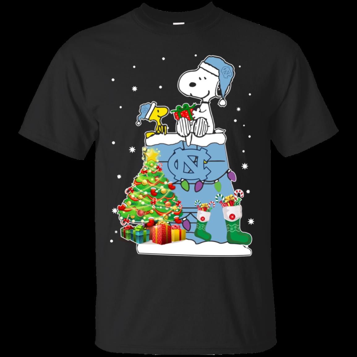 North Carolina Tar Heels Snoopy & Woodstock Christmas Shirt Cotton Shirt