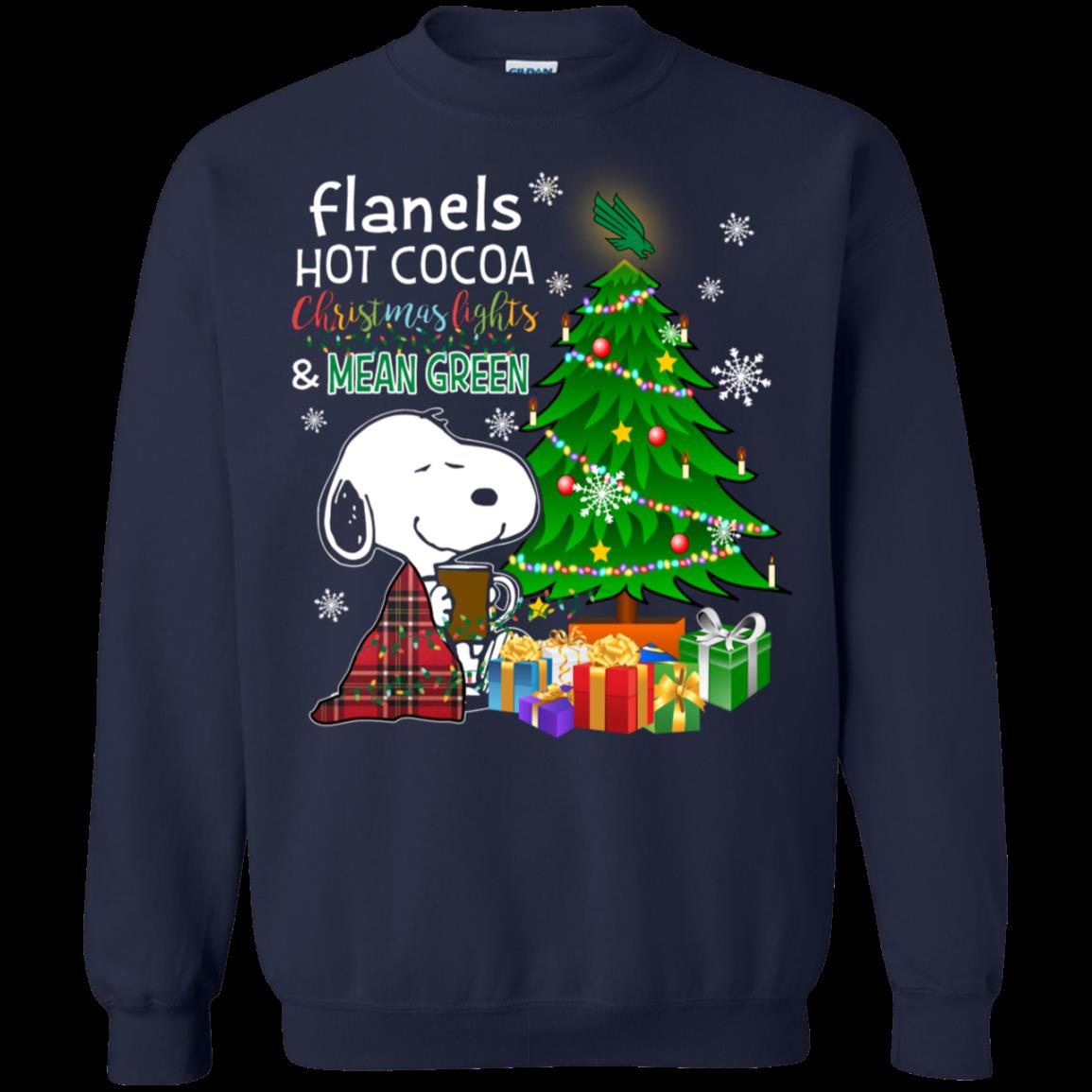 North Texas Mean Green Snoopy Ugly Christmas Sweater Flanels Hot Cocoa 1 » Cool Gifts for You - Mfamilygift North Texas Mean Green Snoopy Ugly Christmas Sweater Flanels Hot Cocoa 1