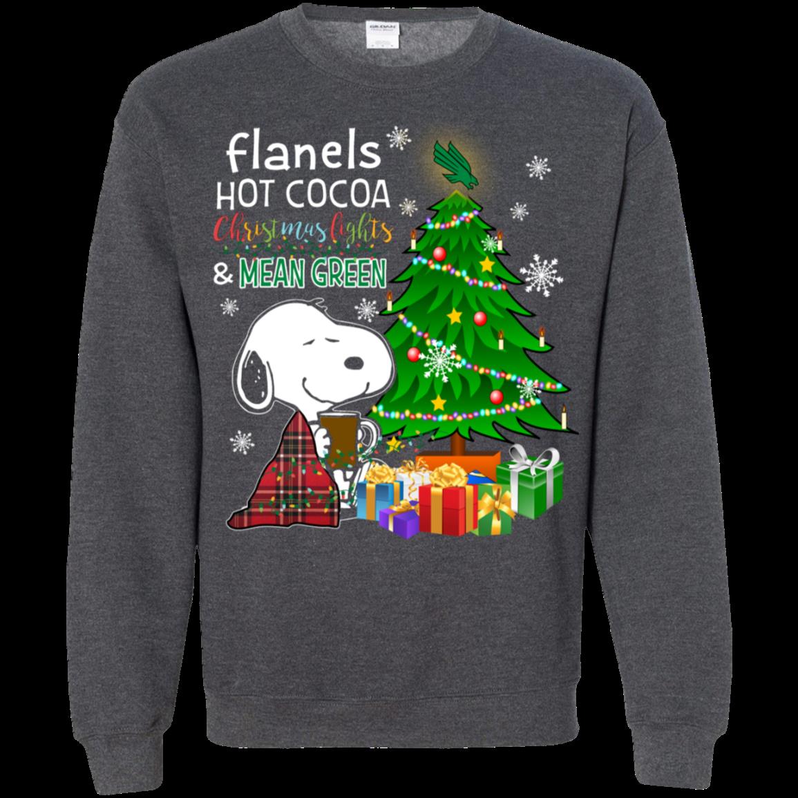 North Texas Mean Green Snoopy Ugly Christmas Sweater Flanels Hot Cocoa 2 » Cool Gifts for You - Mfamilygift North Texas Mean Green Snoopy Ugly Christmas Sweater Flanels Hot Cocoa 2