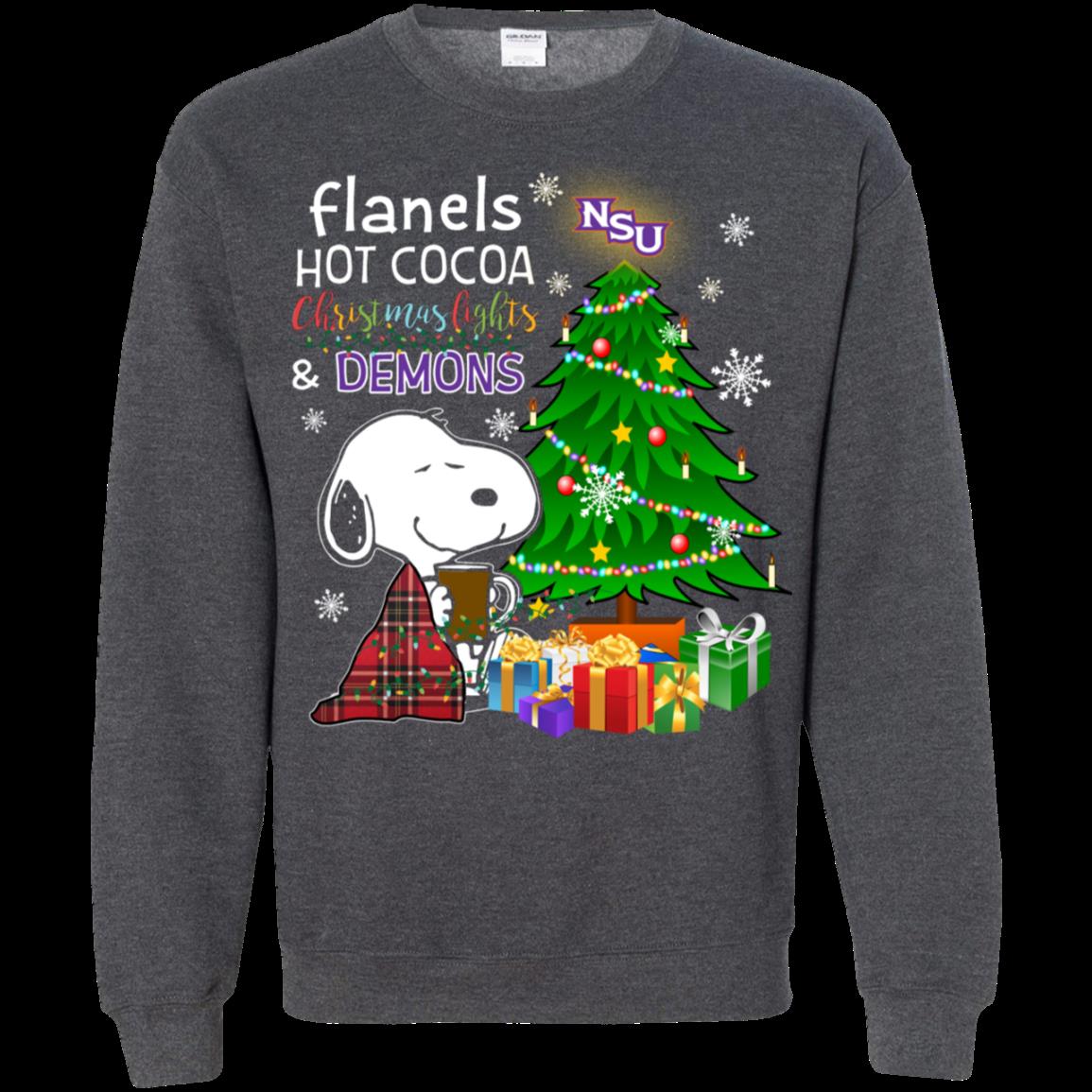 Northwestern State Demons Snoopy Ugly Christmas Sweater Flanels Hot Cocoa T Shirt Hoodies Sweatshirt 2 » Cool Gifts for You - Mfamilygift Northwestern State Demons Snoopy Ugly Christmas Sweater Flanels Hot Cocoa T Shirt Hoodies Sweatshirt 2