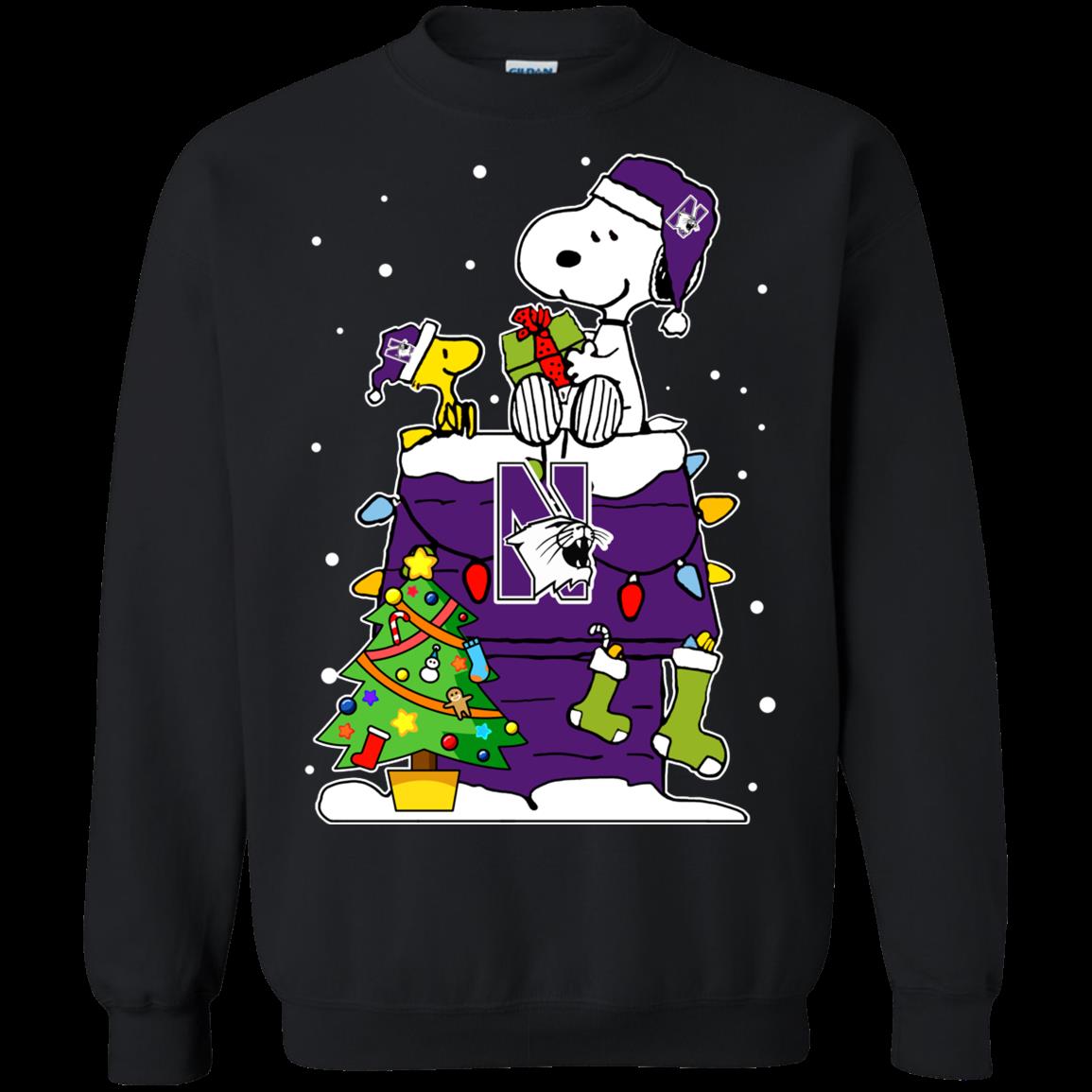 Northwestern Wildcats Ugly Christmas Sweaters Snoopy Woodstock Hoodies Sweatshirts