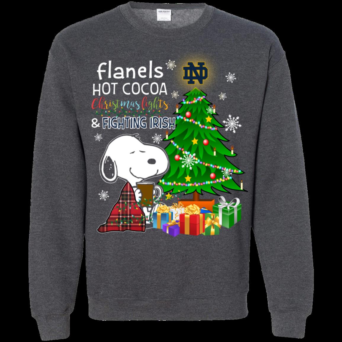 Notre Dame Fighting Irish Snoopy Ugly Christmas Sweater Flanels Hot Cocoa 2 » Cool Gifts for You - Mfamilygift Notre Dame Fighting Irish Snoopy Ugly Christmas Sweater Flanels Hot Cocoa 2
