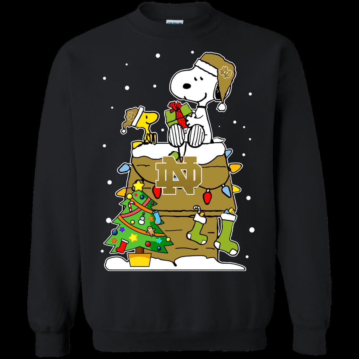 Notre Dame Fighting Irish Ugly Christmas Sweaters Snoopy Woodstock Hoodies Sweatshirts