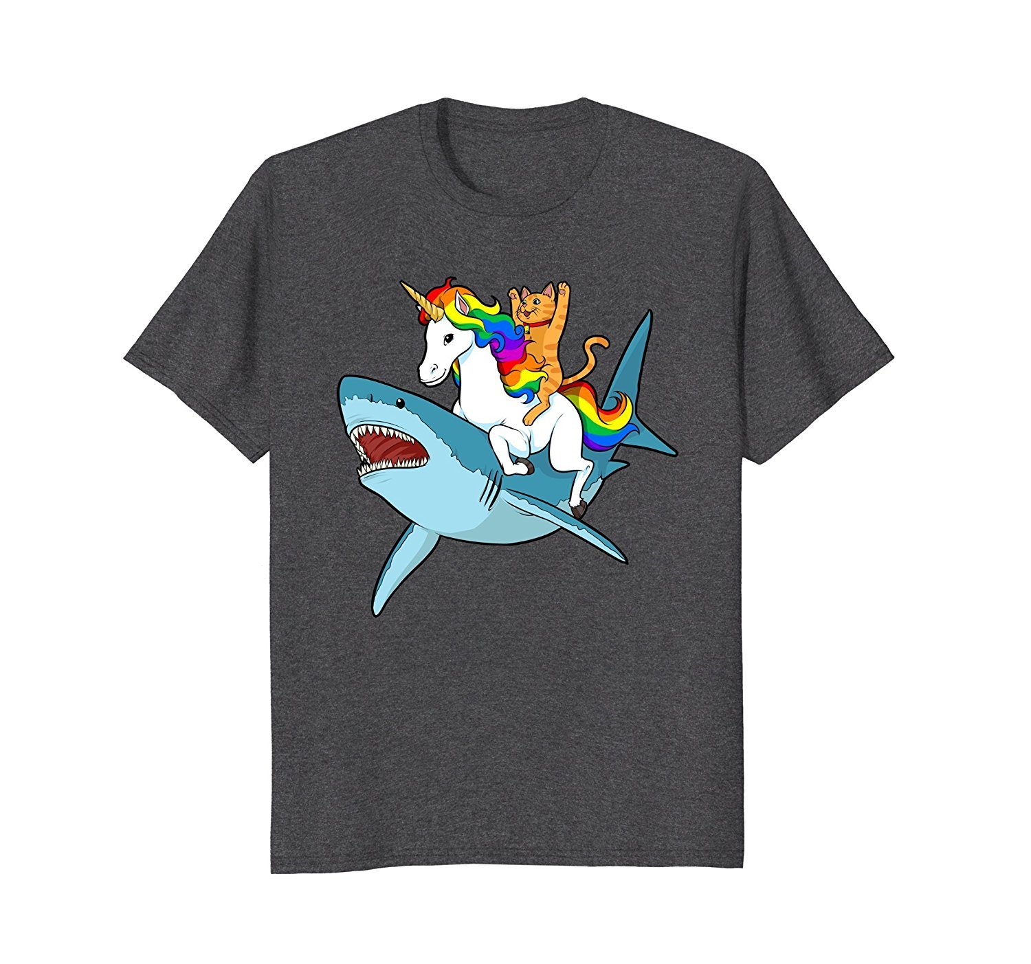 Cat Riding Unicorn Riding Shark T-Shirt 2 » Cool Gifts for You - Mfamilygift Cat Riding Unicorn Riding Shark T-Shirt 2