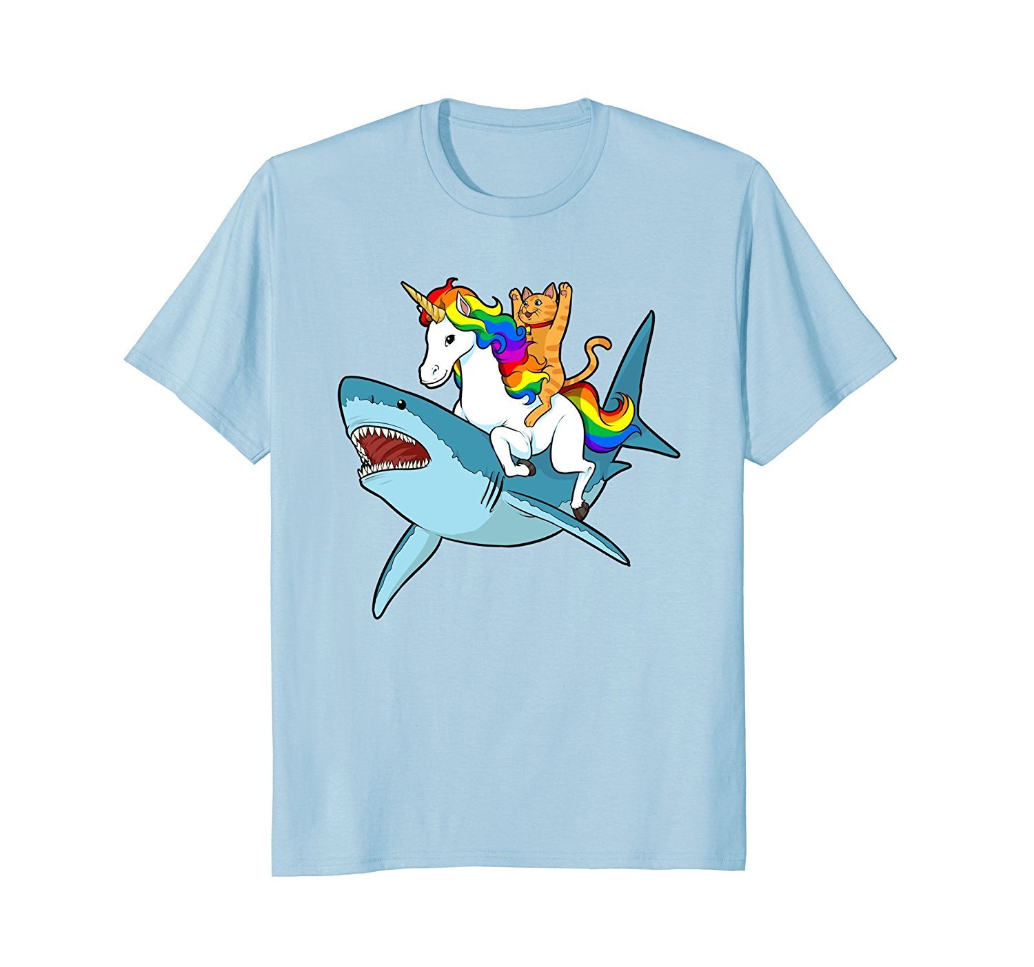 Cat Riding Unicorn Riding Shark T-Shirt 3 » Cool Gifts for You - Mfamilygift Cat Riding Unicorn Riding Shark T-Shirt 3