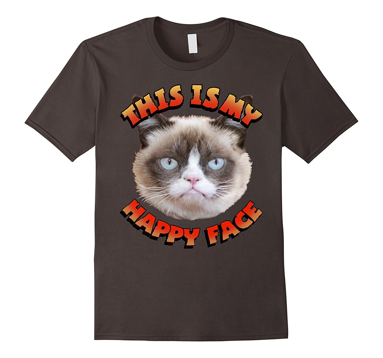 Grumpy Cat This Is My Happy Face Graphic T-Shirt Grumpy Cat This Is My Happy Face Graphic T-Shirt