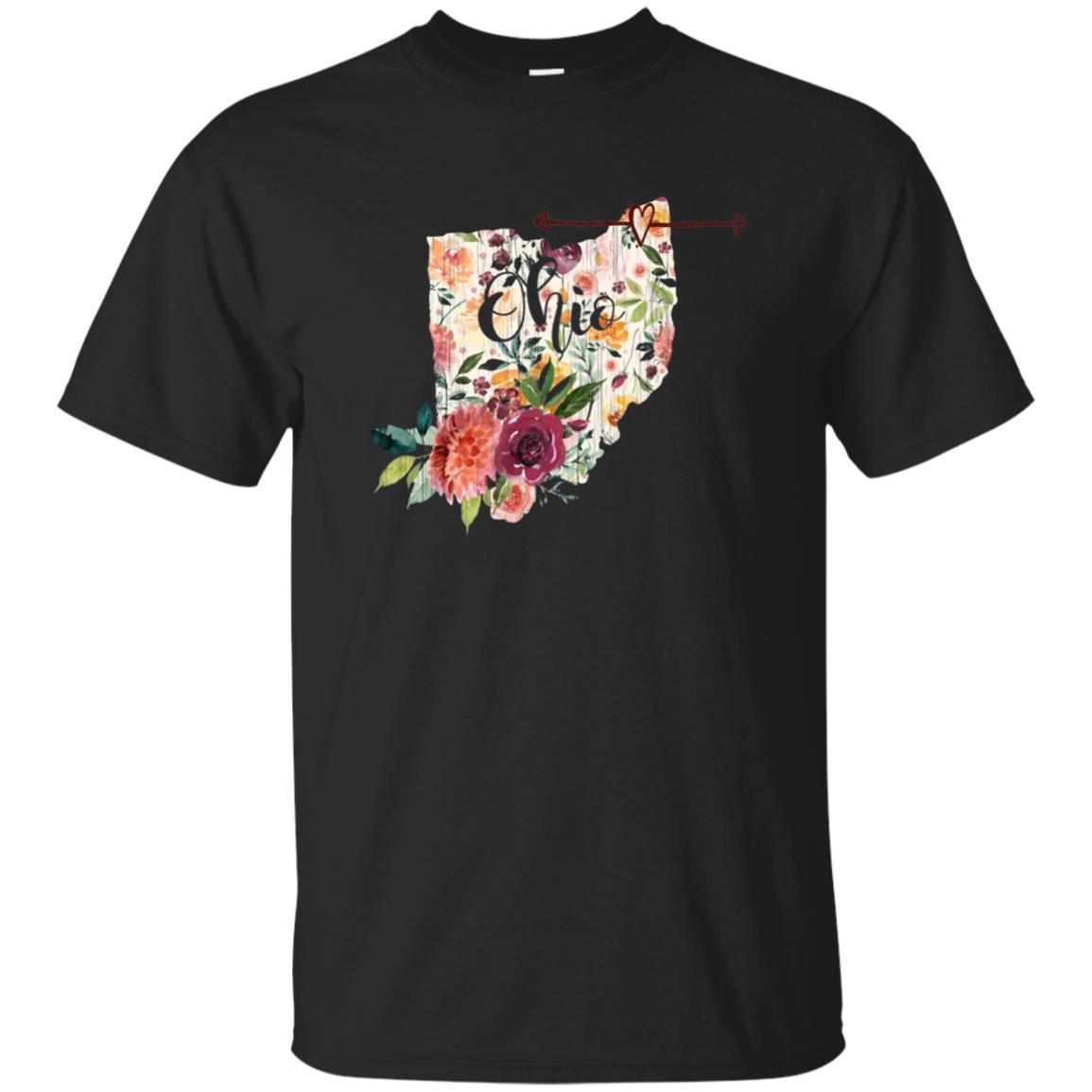 Ohio Floral Watercolor Flowers Distressed Long Sleeve Shirt