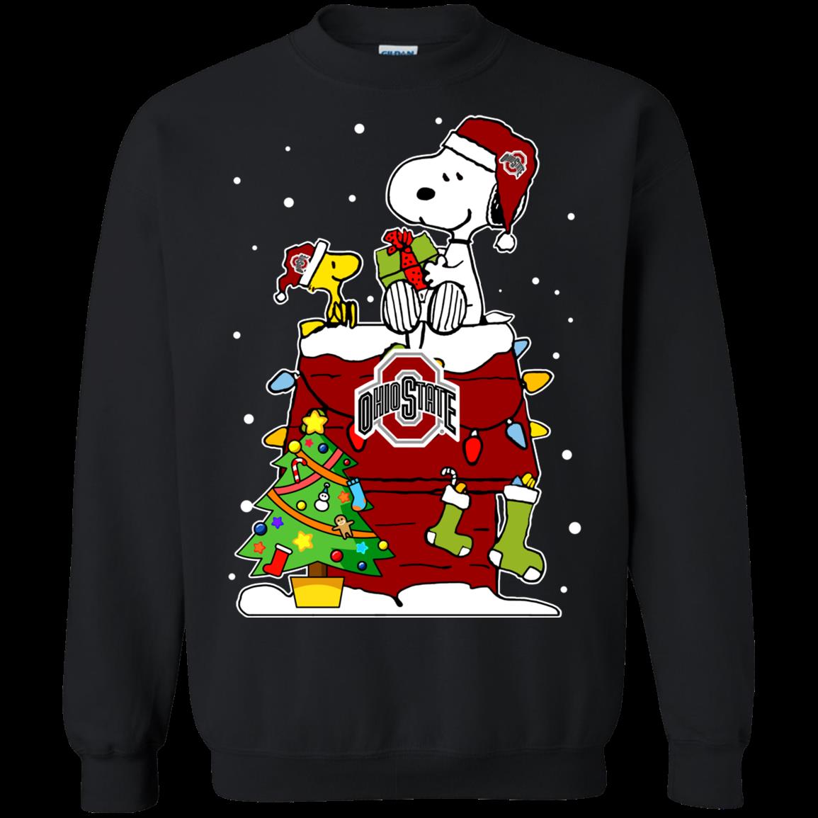Ohio State Buckeyes Ugly Christmas Sweaters Snoopy Woodstock Hoodies Sweatshirts