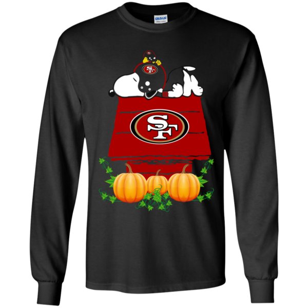 San Francisco 49Ers Snoopy Pumpkin House Nfl Shirt Youth Ls Shirt San Francisco 49Ers Snoopy Pumpkin House Nfl Shirt Youth Ls Shirt