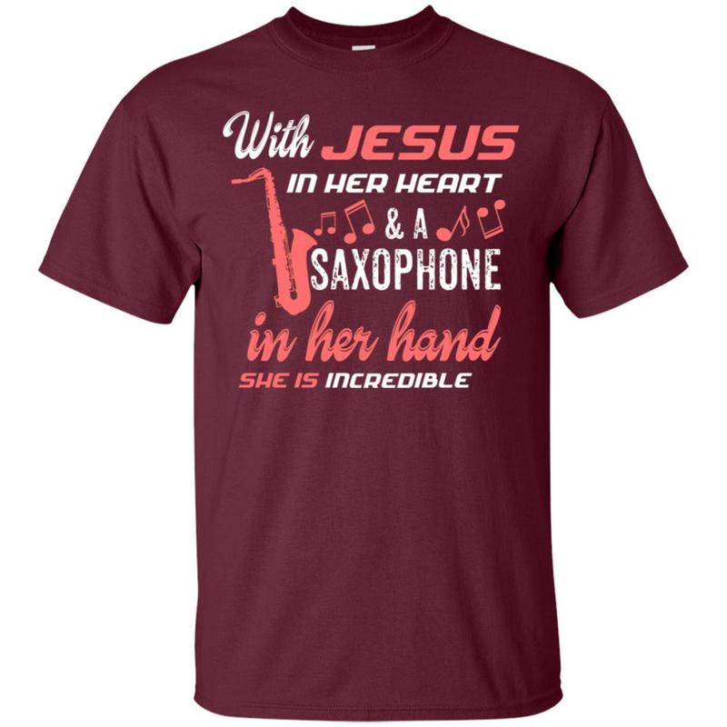 Saxophone Band Gift. Saxophone Shirt With Jesus In Her Heart 2 » Cool Gifts for You - Mfamilygift Saxophone Band Gift. Saxophone Shirt With Jesus In Her Heart 2