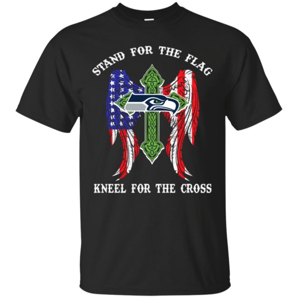 Seahawks Stand For The Flag, Kneel For The Cross T Shirt Cotton Shirt