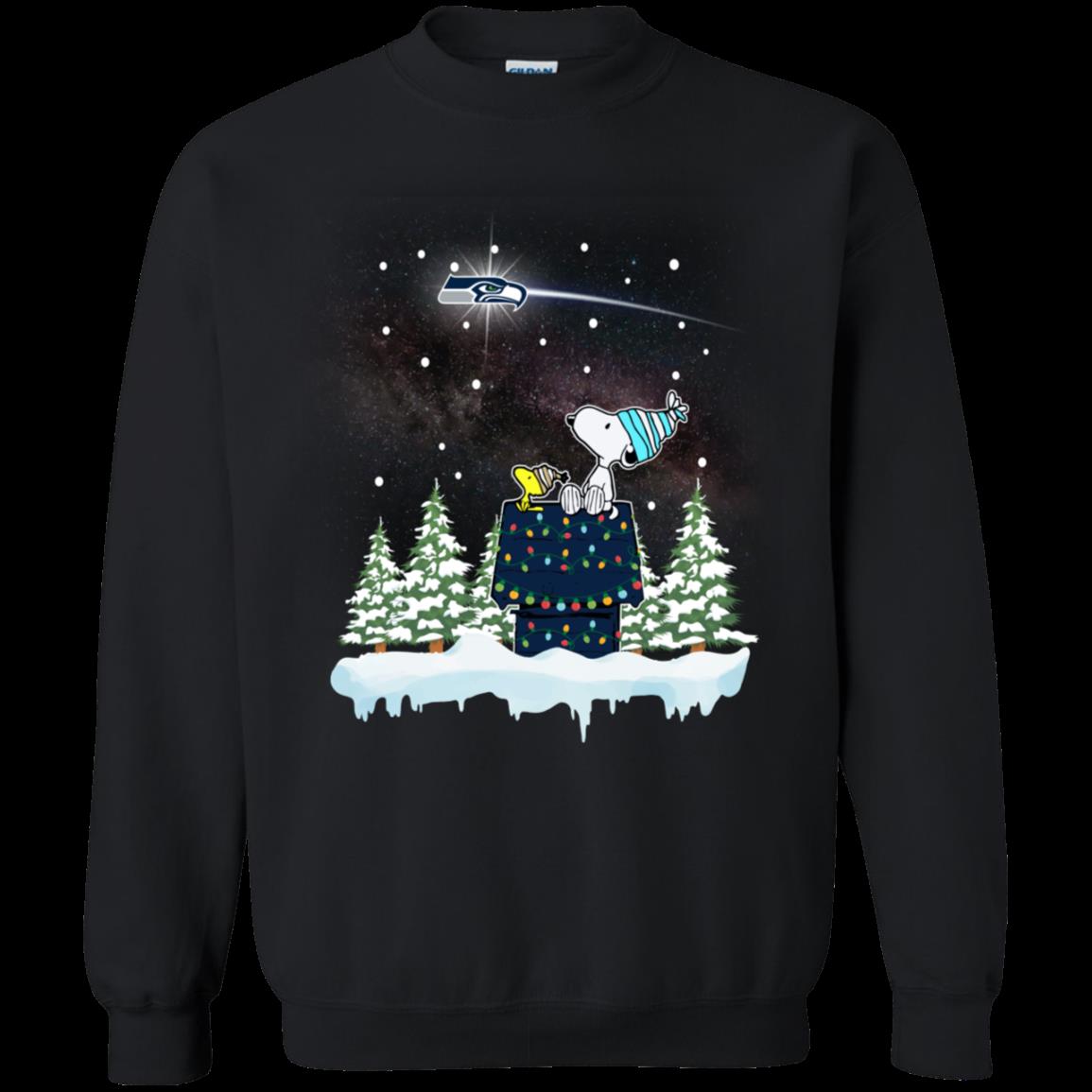 Seattle Seahawks Ugly Christmas Sweater Snoopy Woodstock