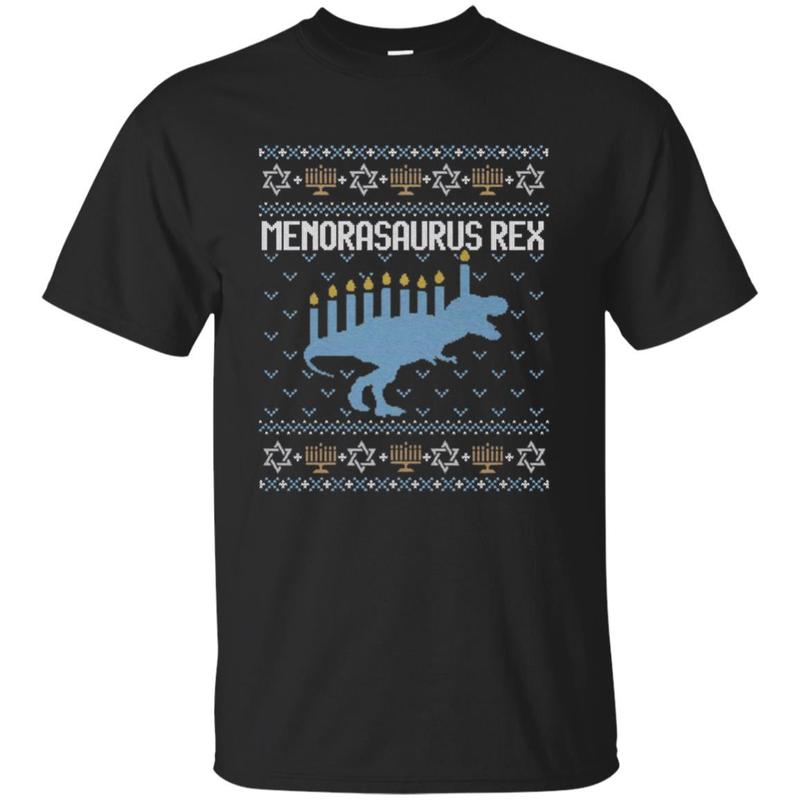 Shirt Funny Hanukkah Dinosaur T-Rex Menorasaurus