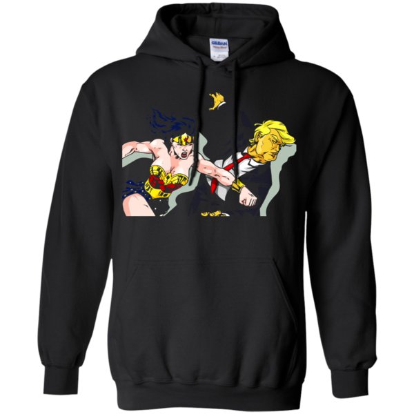 Shop Wonder Woman Punching Donald Trump Face Hoodie Shop Wonder Woman Punching Donald Trump Face Hoodie