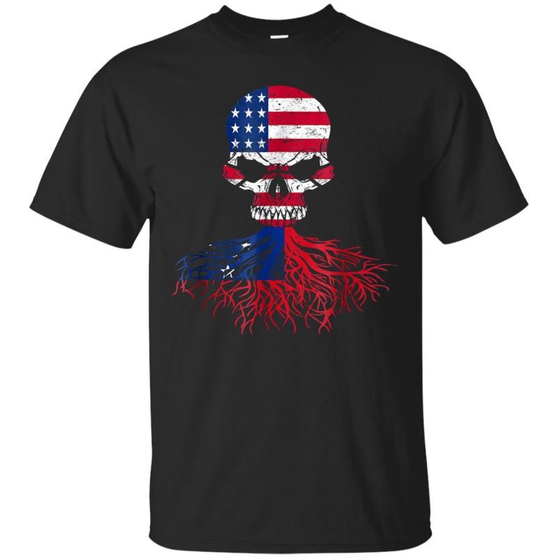 Skull American Flag Samoan Roots Patriot Samoa T-Shirts