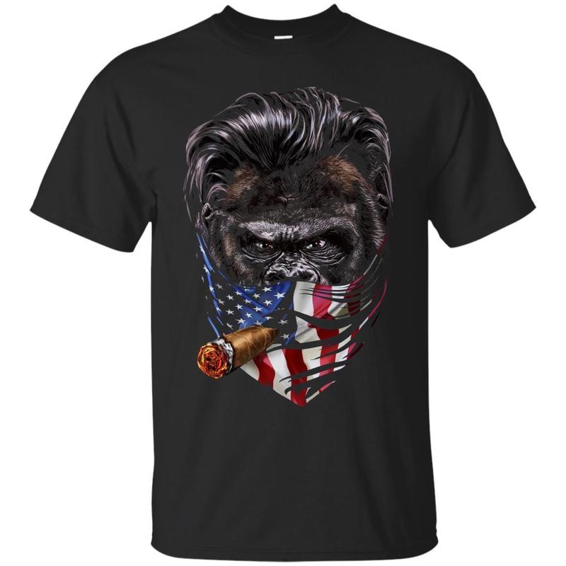 Slick Hair Gorilla With Cigar In Usa America Bandana T-Shirt