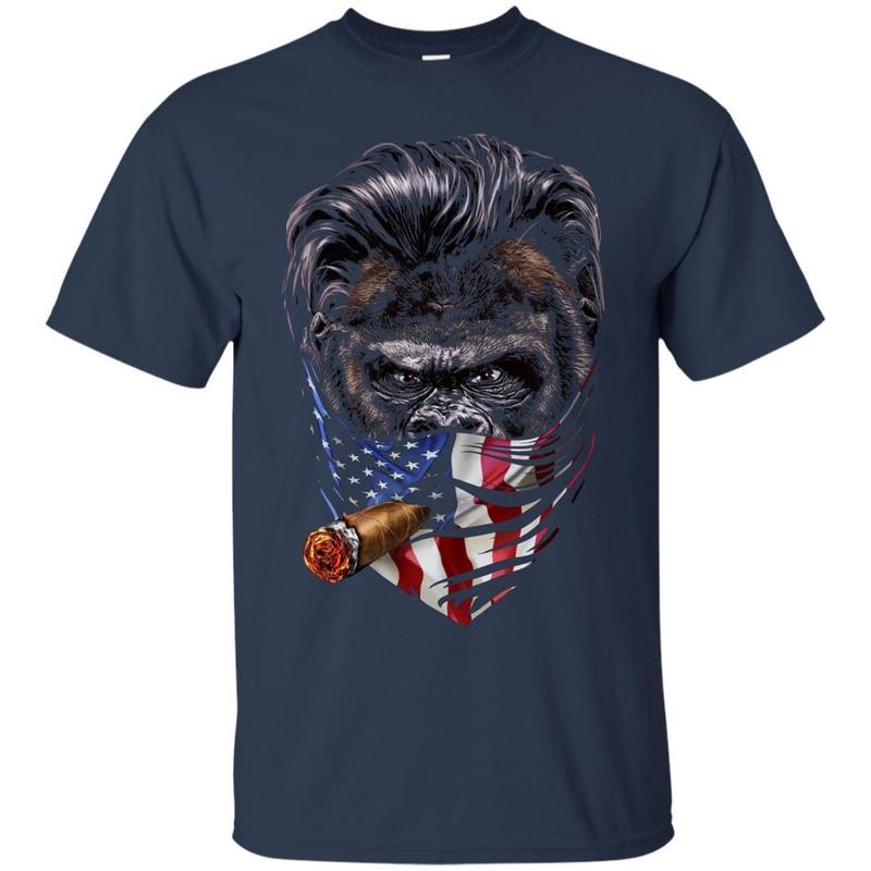 Slick Hair Gorilla With Cigar In Usa America Bandana T-Shirt 1 » Cool Gifts for You - Mfamilygift Slick Hair Gorilla With Cigar In Usa America Bandana T-Shirt 1