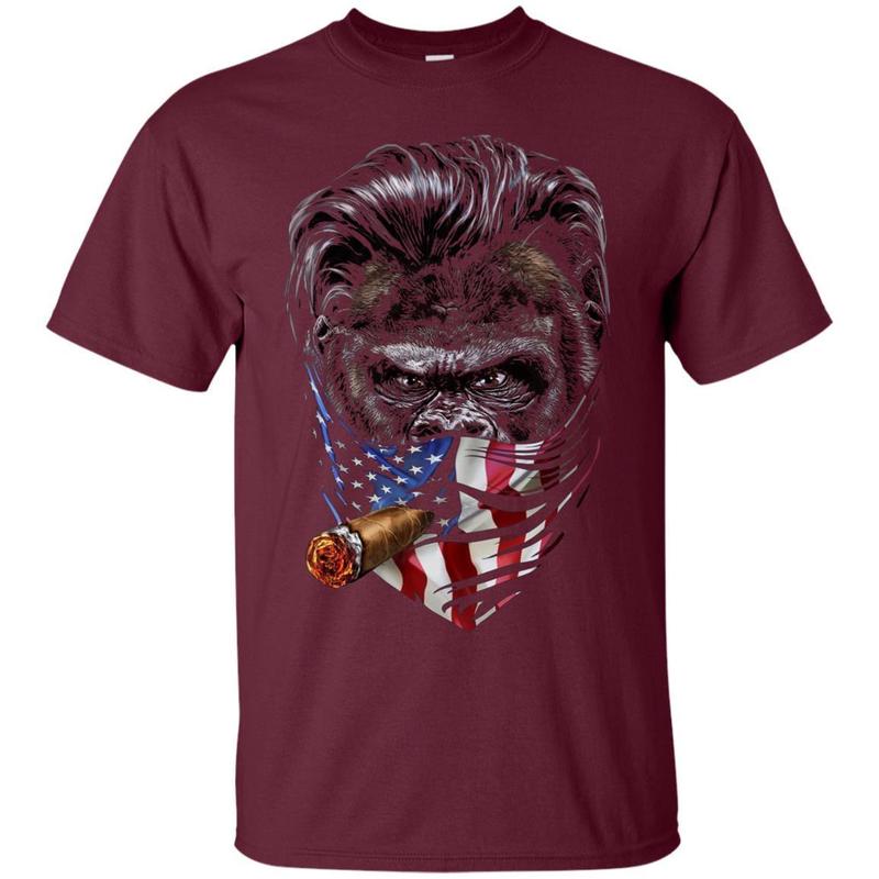 Slick Hair Gorilla With Cigar In Usa America Bandana T-Shirt 2 » Cool Gifts for You - Mfamilygift Slick Hair Gorilla With Cigar In Usa America Bandana T-Shirt 2