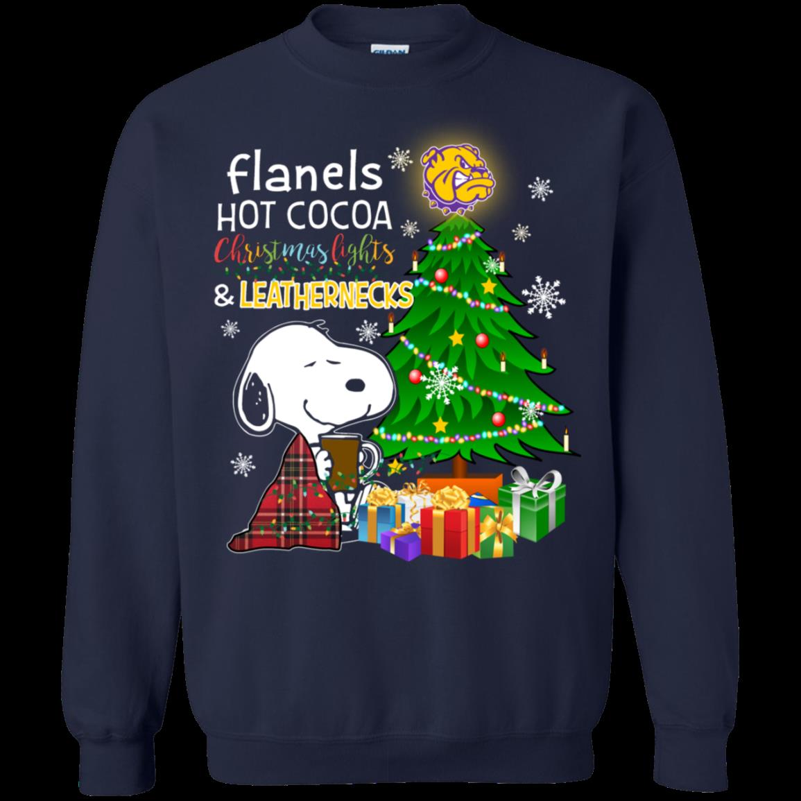 Western Illinois Leathernecks Snoopy Ugly Christmas Sweater Flanels Hot Cocoa 1 » Cool Gifts for You - Mfamilygift Western Illinois Leathernecks Snoopy Ugly Christmas Sweater Flanels Hot Cocoa 1