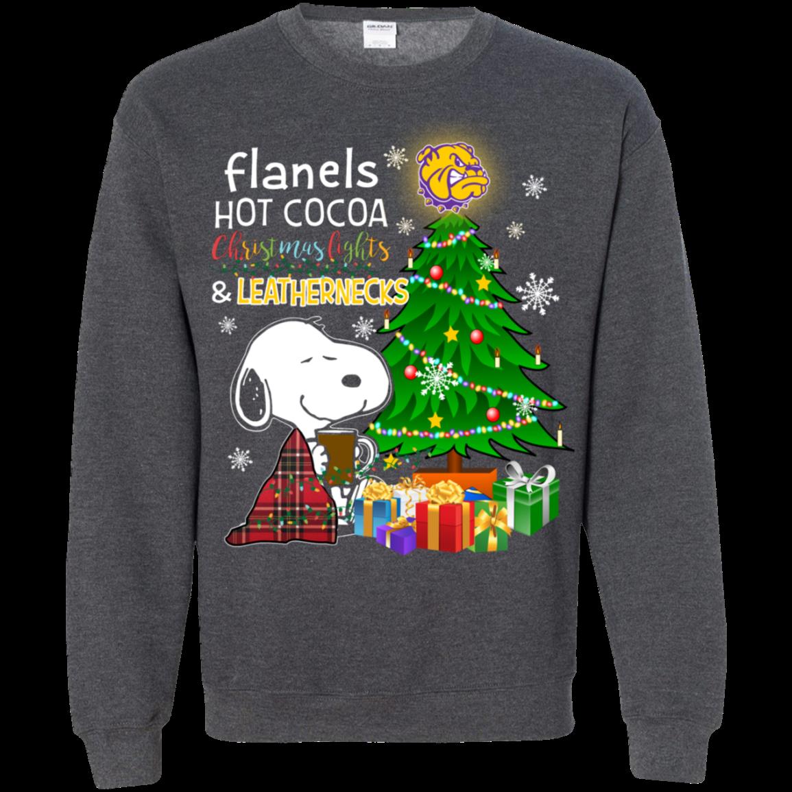 Western Illinois Leathernecks Snoopy Ugly Christmas Sweater Flanels Hot Cocoa 2 » Cool Gifts for You - Mfamilygift Western Illinois Leathernecks Snoopy Ugly Christmas Sweater Flanels Hot Cocoa 2