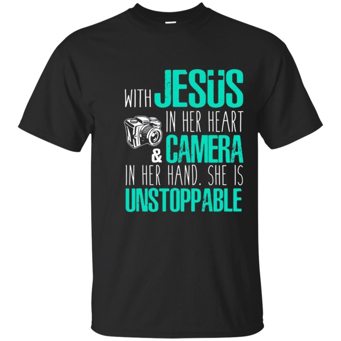 With Jesus In Her Heart And Camera In Her Hand T-Shirt