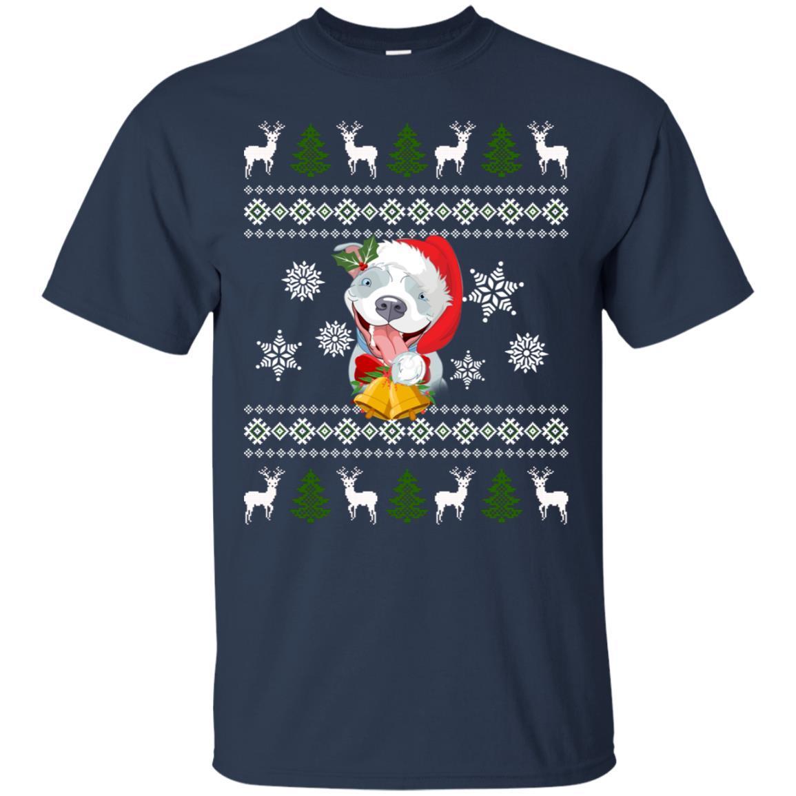 Bull Terrier Santa Hat Christmas Ugly T-shirt 1 » Cool Gifts for You - Mfamilygift Bull Terrier Santa Hat Christmas Ugly T-shirt 1
