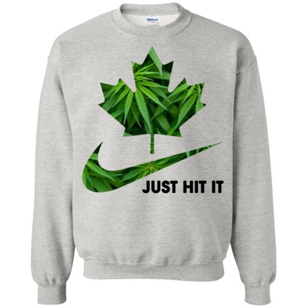 Cannabis Maple Leaf Nike Logo Just Hit It Shirt Sweatshirt 1 » Cool Gifts for You - Mfamilygift Cannabis Maple Leaf Nike Logo Just Hit It Shirt Sweatshirt 1