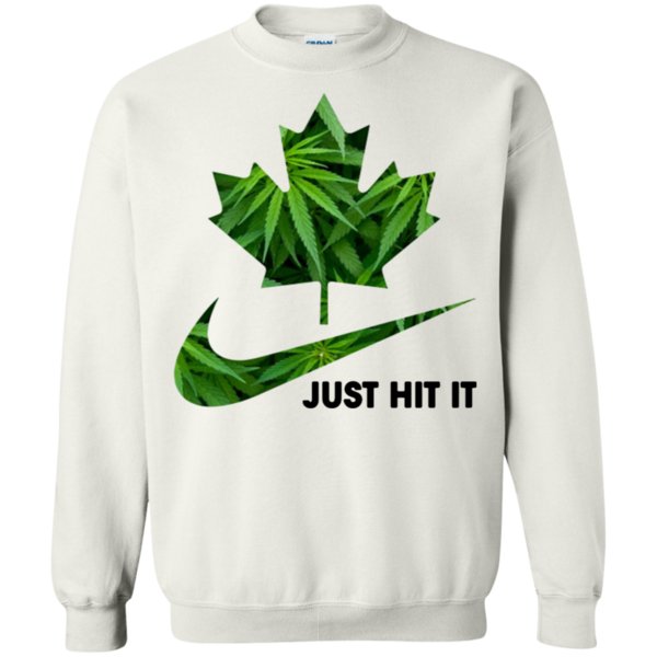 Cannabis Maple Leaf Nike Logo Just Hit It Shirt Sweatshirt 2 » Cool Gifts for You - Mfamilygift Cannabis Maple Leaf Nike Logo Just Hit It Shirt Sweatshirt 2
