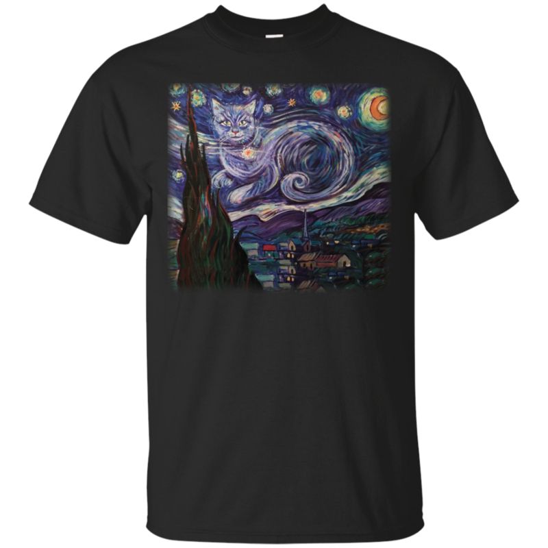 Cat Van Gogh Shirts Starry Night Cat