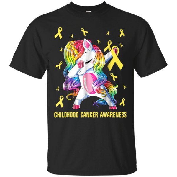 Childhood Cancer Awareness Shirt Dabbing Unicorn Warrior Cotton Shirt