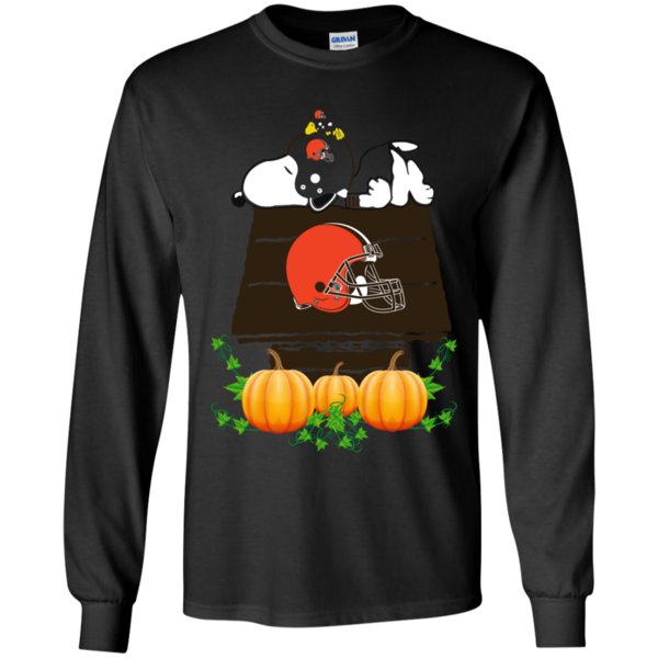 Cleveland Browns Snoopy Pumpkin House Nfl Shirt Youth Ls Shirt Cleveland Browns Snoopy Pumpkin House Nfl Shirt Youth Ls Shirt