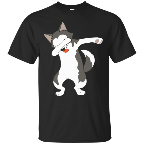 Dabbing Husky Funny T Shirt Dab Hip Hop Dabbing Dog Cotton Shirt