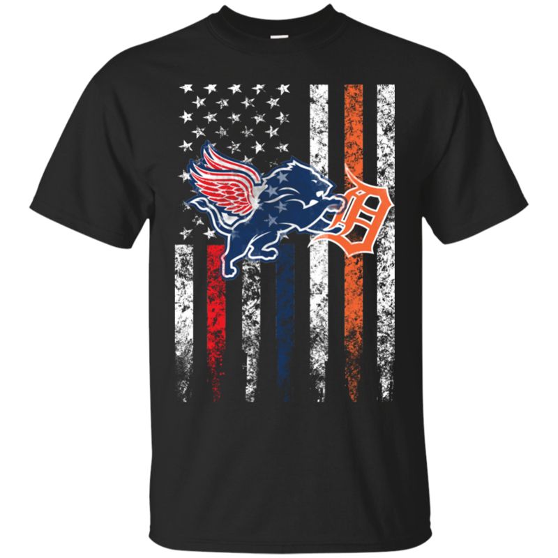 Detroit Red Wings & Detroit Lions & Detroit Tigers Usa Flag Detroit Red Wings & Detroit Lions & Detroit Tigers Usa Flag