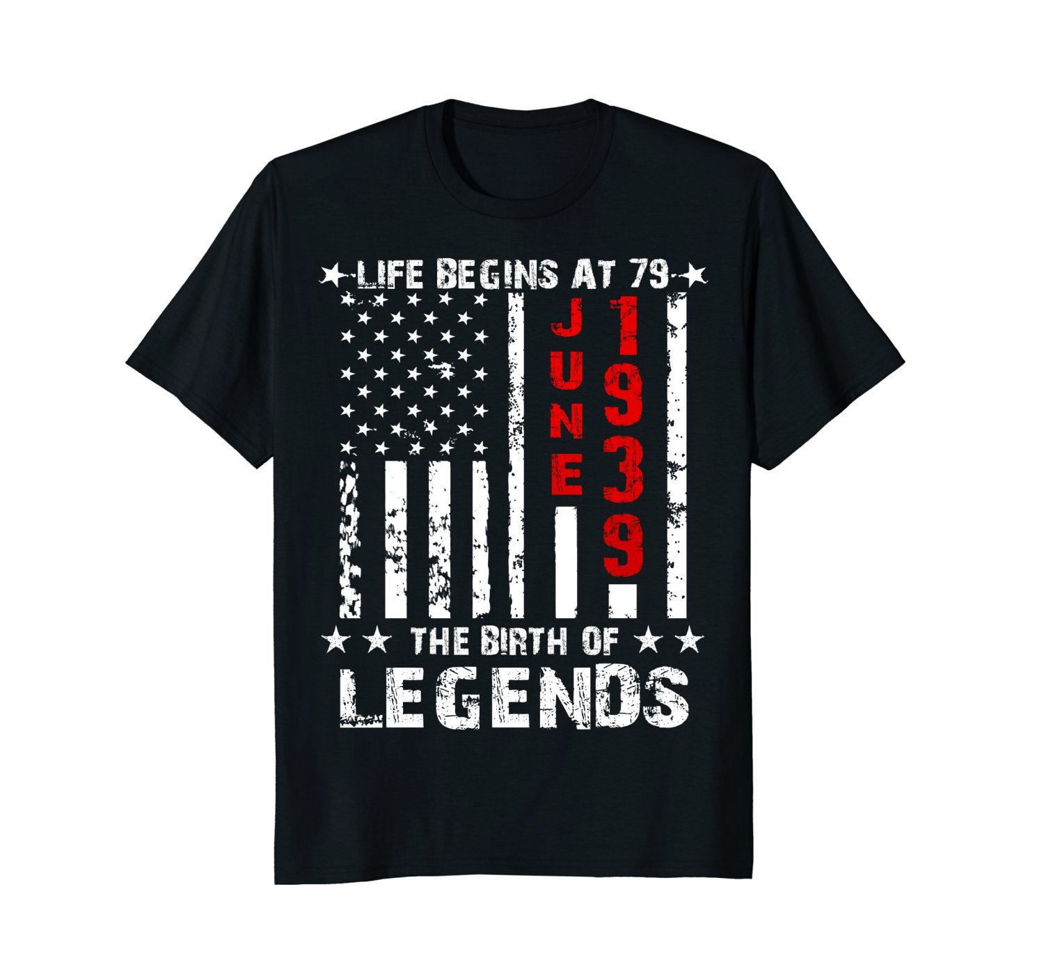Mens Life Begins At 79th Birthday T-Shirt June 1939 Legends Tee