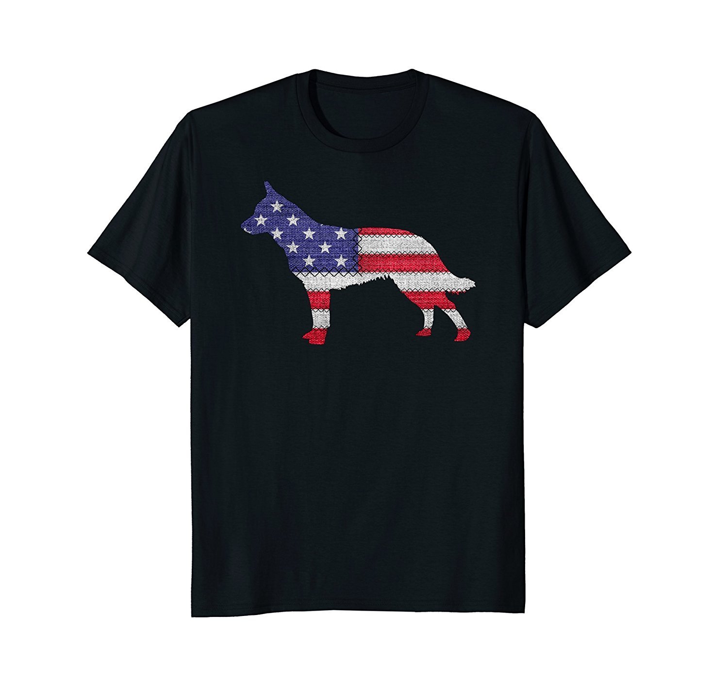 Patriotic Blue Heeler American Flag Embroidery T-Shirt