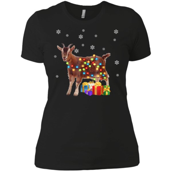 Goat Christmas Lights Shirt Funny Goat Pajamas Ladies' Boyfriend Shirt