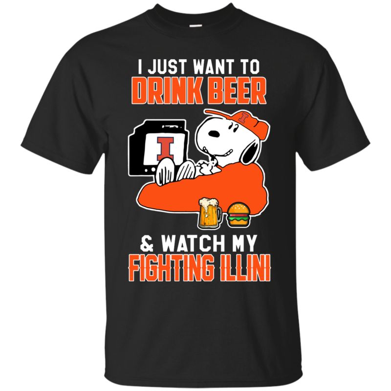 Illinois Fighting Illini Snoopy Shirts Just Want To Drink Beer & Watch Illinois Fighting Illini Snoopy Shirts Just Want To Drink Beer & Watch