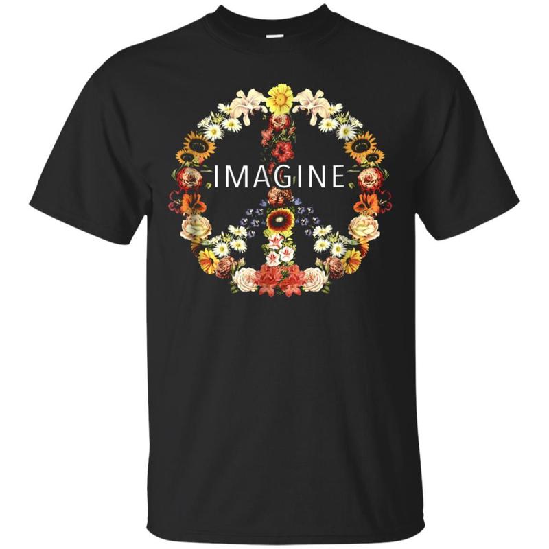 Imagine Hippie Flower Peace Sign Hippie Tshirt T-shirt Imagine Hippie Flower Peace Sign Hippie Tshirt T-shirt