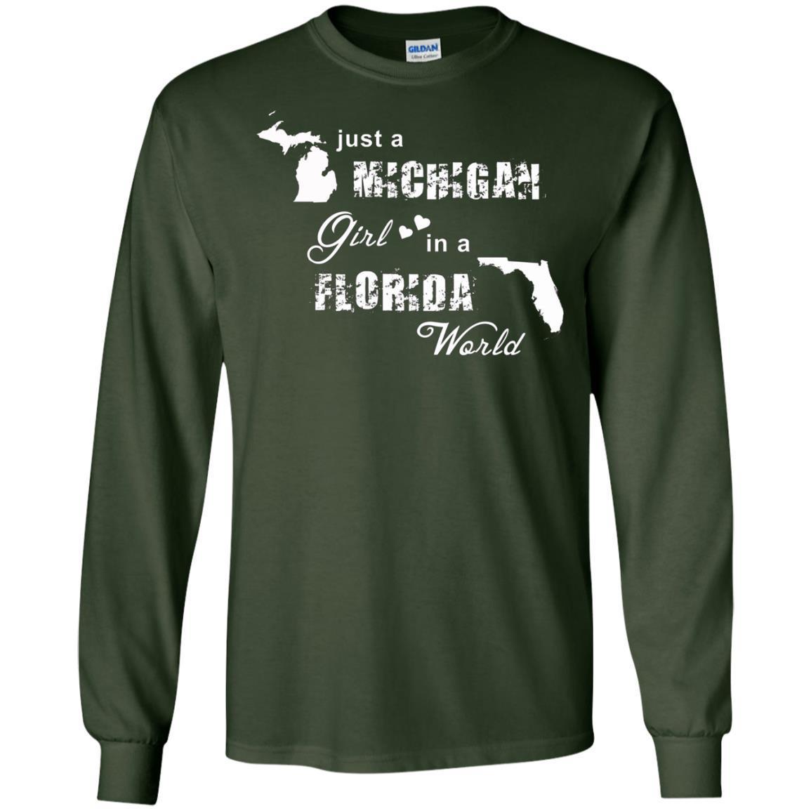 Just A Michigan Girl In A Florida World T-shirt 3 » Cool Gifts for You - Mfamilygift Just A Michigan Girl In A Florida World T-shirt 3