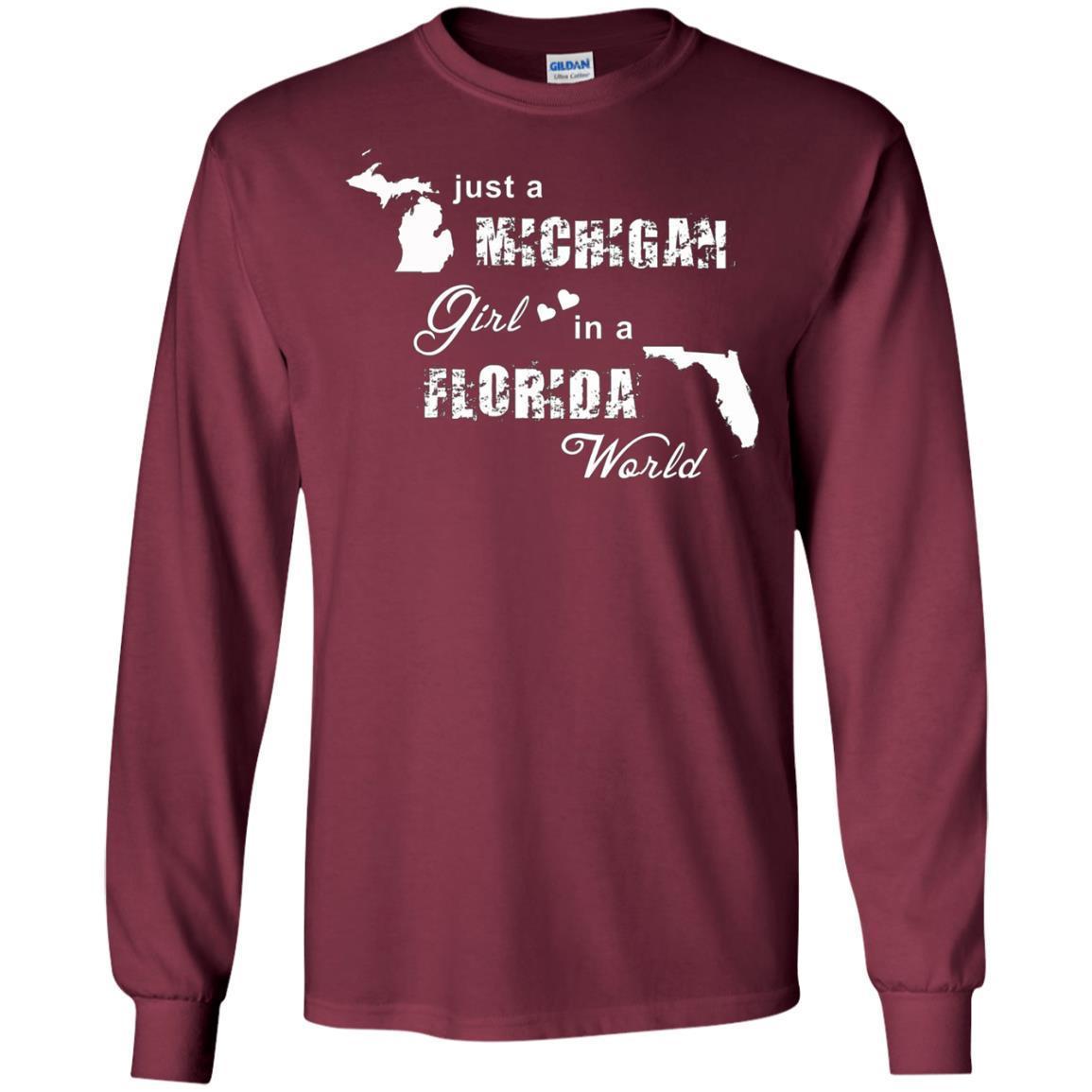 Just A Michigan Girl In A Florida World T-shirt 4 » Cool Gifts for You - Mfamilygift Just A Michigan Girl In A Florida World T-shirt 4