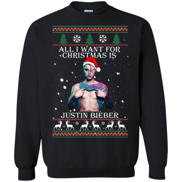 Justin Beiber Ugly Christmas Sweater All I Want For Christmas T Shirt Hoodies Sweatshirt