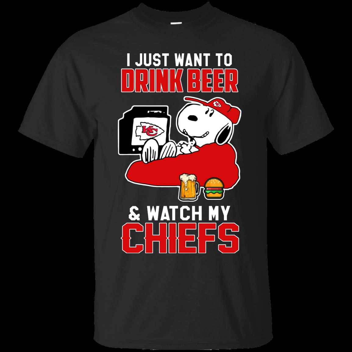 Kansas City Chiefs Snoopy Shirts Just Want To Drink Beer & Watch
